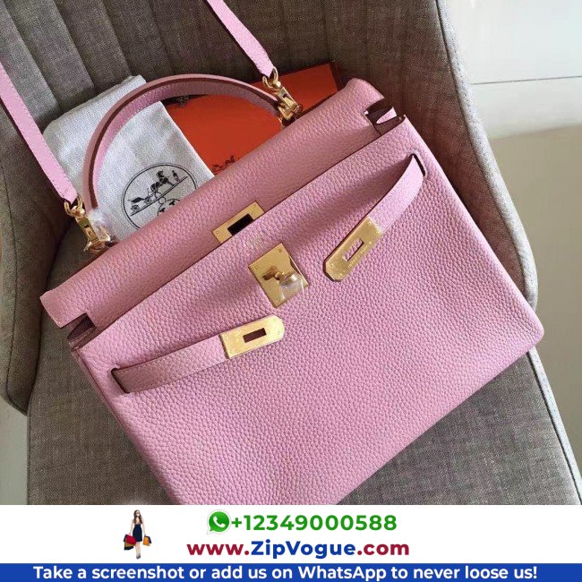 Hermes Pink Clemence Kelly Retourne 28cm Lushentic AAAAA Grade Replica