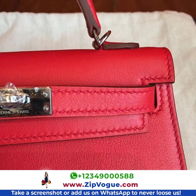 Hermes Red Swift Kelly Mini II 20cm Lushentic AAAAA Grade Replica - Image 7