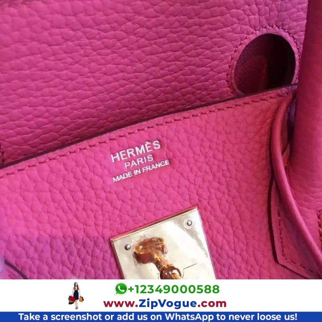 Hermes Rose Lipstick Clemence Birkin 25cm Lushentic Grade Replica - Image 8