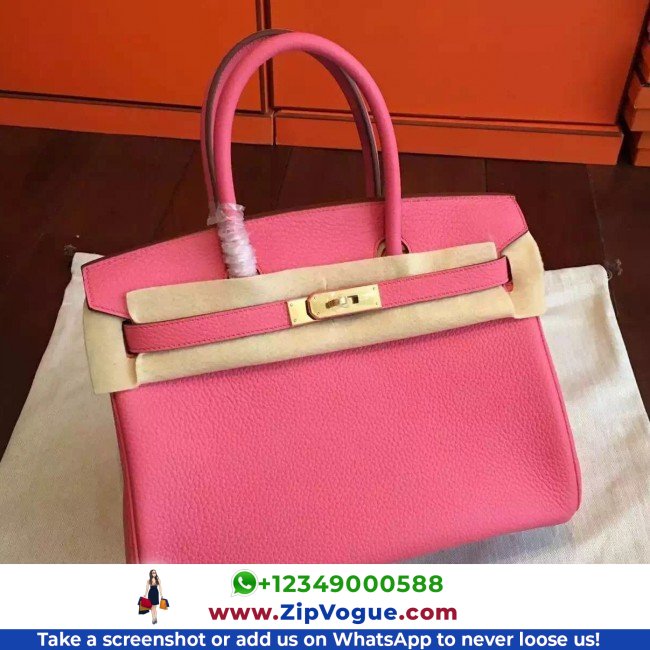Hermes Rose Lipstick Clemence Birkin 25cm Lushentic Grade Replica - Image 3