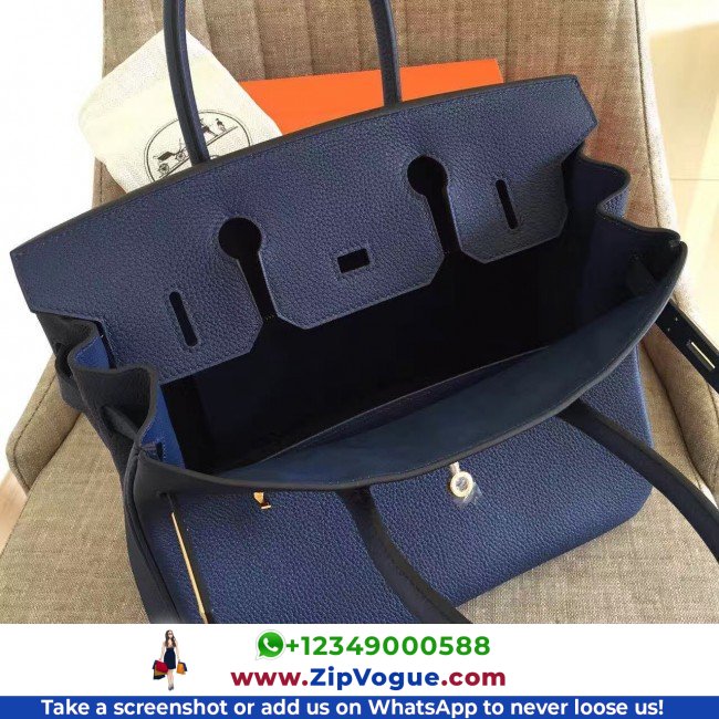 Hermes Sapphire Clemence Birkin 35cm Lushentic AAAAA Grade Replica - Image 2