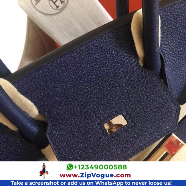 Hermes Sapphire Clemence Birkin 35cm Lushentic AAAAA Grade Replica - Image 3