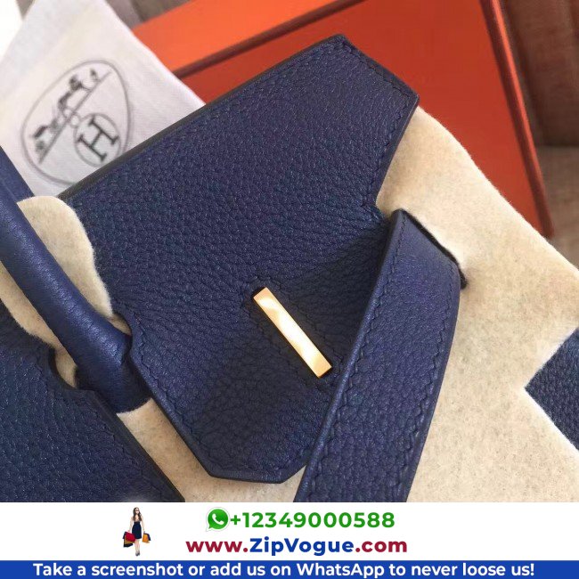 Hermes Sapphire Clemence Birkin 35cm Lushentic AAAAA Grade Replica - Image 7