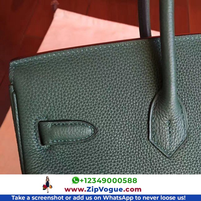 Hermes Vert Clemence Birkin 35cm Lushentic AAAAA Grade Replica - Image 5