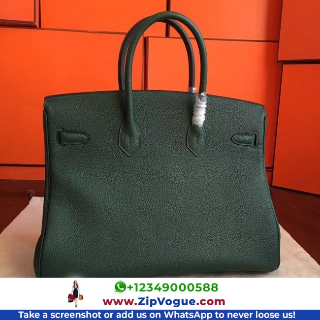 Hermes Vert Clemence Birkin 35cm Lushentic AAAAA Grade Replica - Image 6