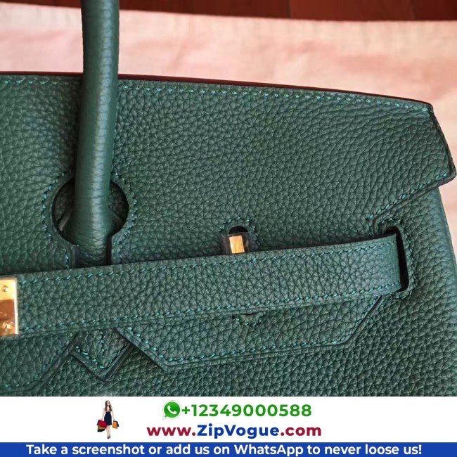 Hermes Vert Clemence Birkin 35cm Lushentic AAAAA Grade Replica - Image 7