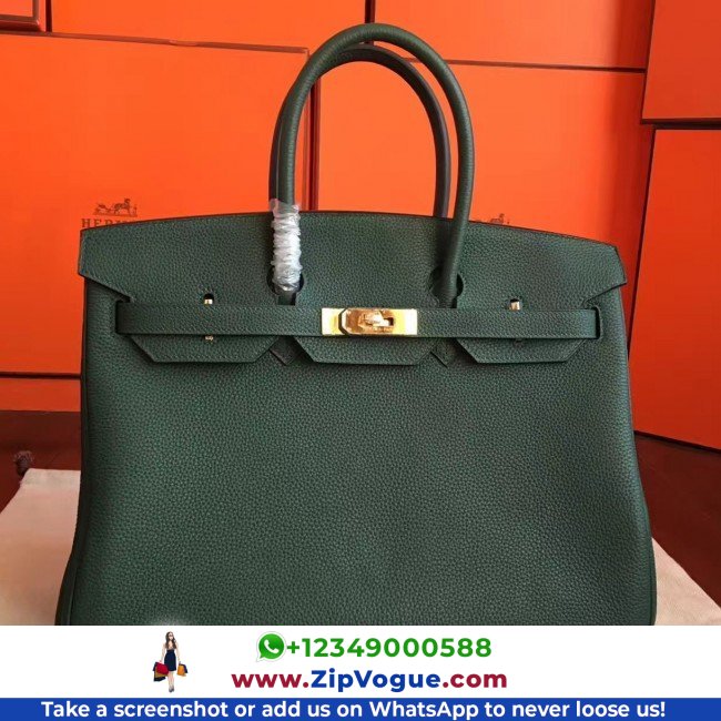 Hermes Vert Clemence Birkin 35cm Lushentic AAAAA Grade Replica
