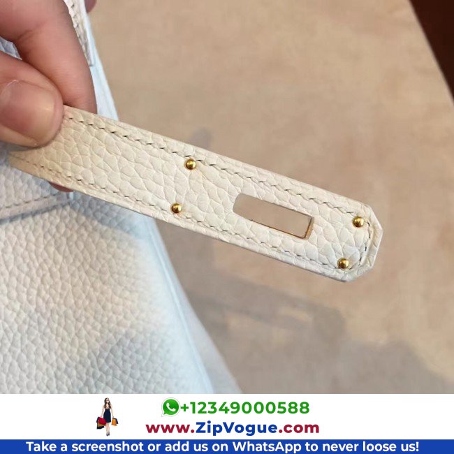Hermes White Clemence Kelly Retourne 28cm Lushentic AAAAA Grade Replica - Image 5
