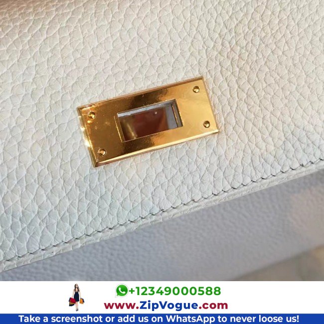 Hermes White Clemence Kelly Retourne 28cm Lushentic AAAAA Grade Replica - Image 6