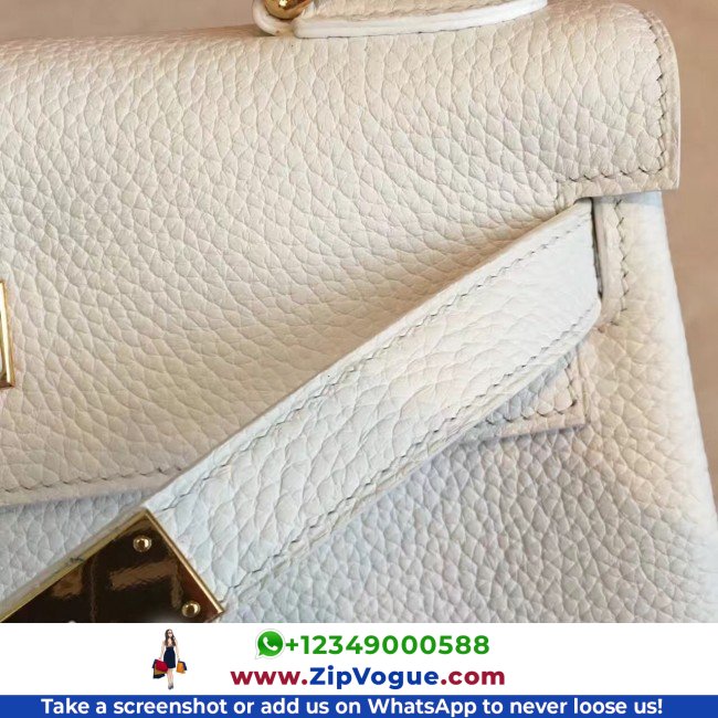 Hermes White Clemence Kelly Retourne 28cm Lushentic AAAAA Grade Replica - Image 8