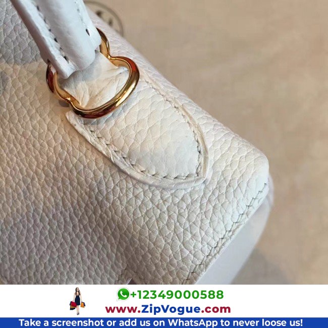 Hermes White Clemence Kelly Retourne 28cm Lushentic AAAAA Grade Replica - Image 9
