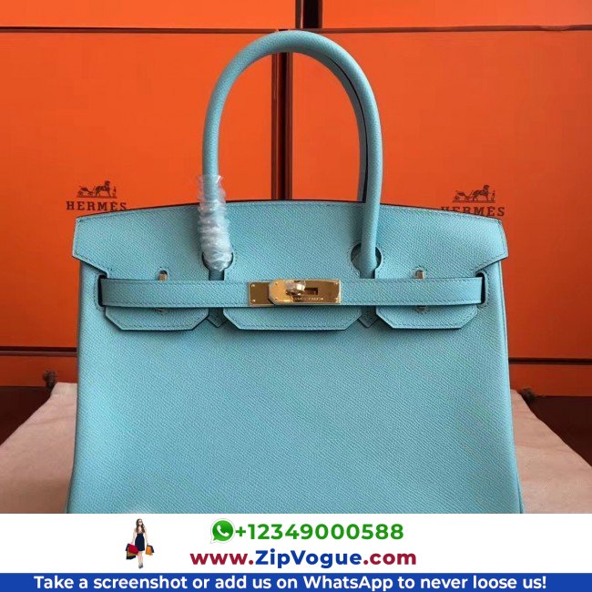 Hermes Blue Atoll Epsom Birkin 35cm Lushentic AAAAA Grade Replica