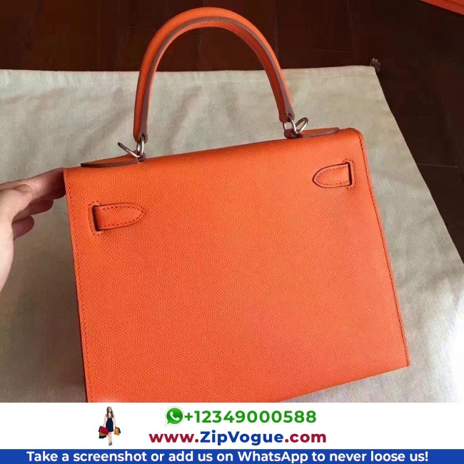 Hermes Orange Epsom Kelly Sellier 28cm Lushentic AAAAA Grade Replica - Image 4