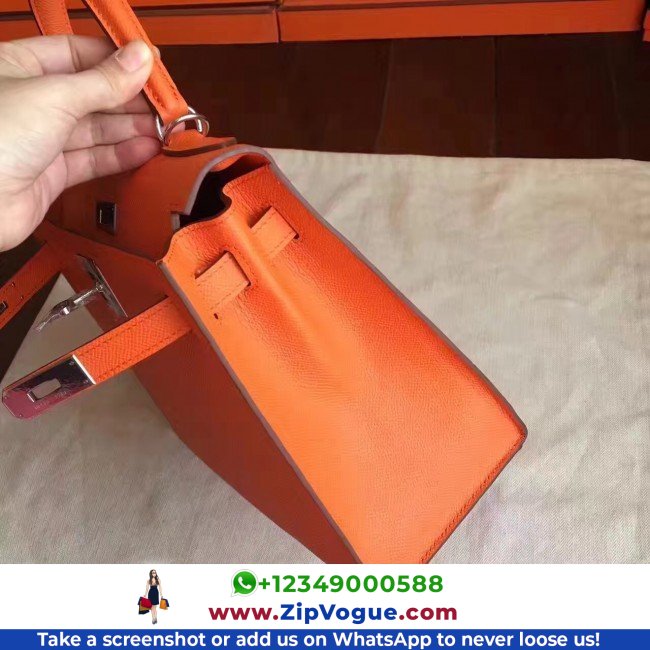 Hermes Orange Epsom Kelly Sellier 28cm Lushentic AAAAA Grade Replica - Image 5