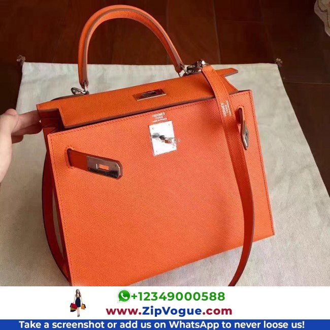 Hermes Orange Epsom Kelly Sellier 28cm Lushentic AAAAA Grade Replica - Image 6