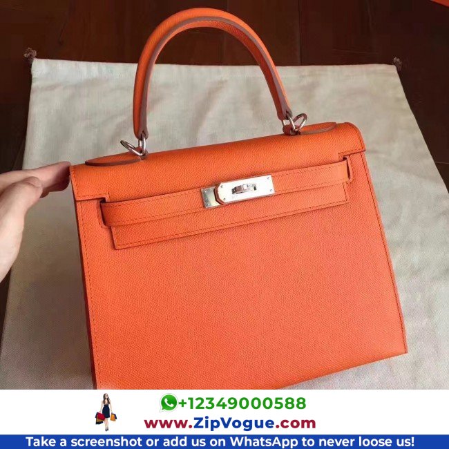Hermes Orange Epsom Kelly Sellier 28cm Lushentic AAAAA Grade Replica