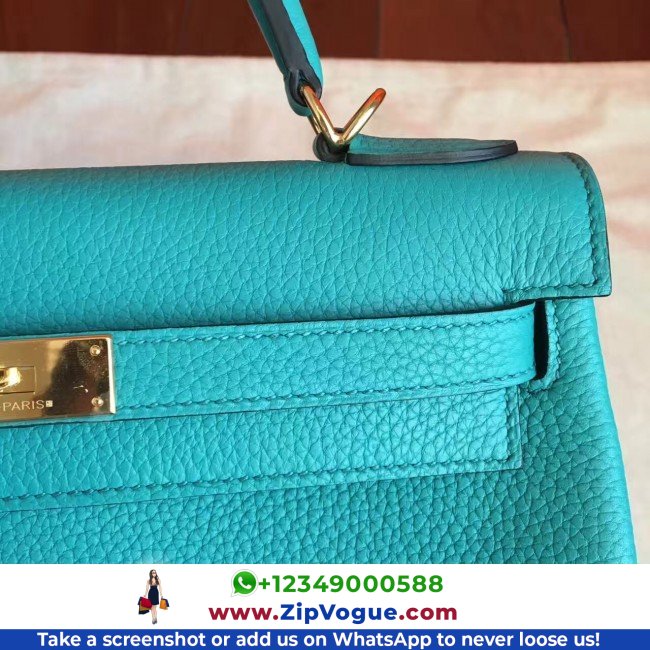 Hermes Blue Paon Clemence Kelly Retourne 28cm Lushentic AAAAA Grade Replica - Image 4