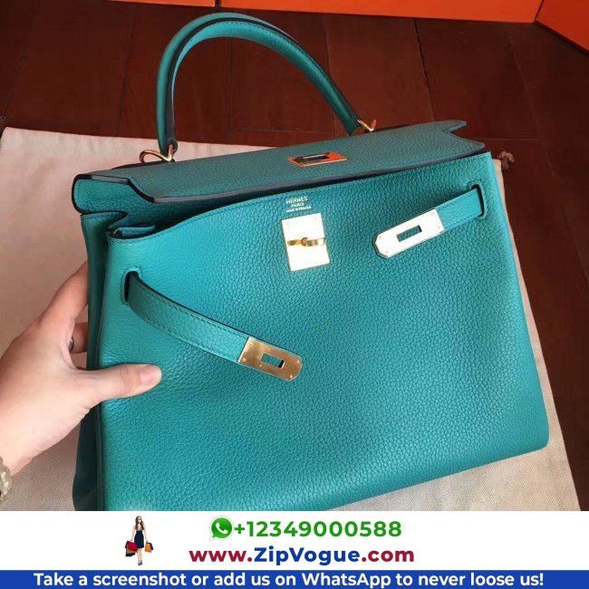 Hermes Blue Paon Clemence Kelly Retourne 28cm Lushentic AAAAA Grade Replica - Image 6