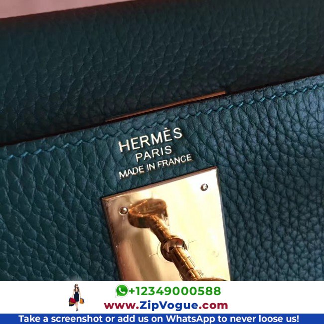 Hermes Malachite Clemence Kelly Retourne 28cm Lushentic AAAAA Grade Replica - Image 2