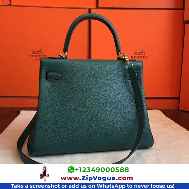 Hermes Malachite Clemence Kelly Retourne 28cm Lushentic AAAAA Grade Replica - Image 5
