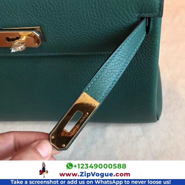 Hermes Malachite Clemence Kelly Retourne 28cm Lushentic AAAAA Grade Replica - Image 6