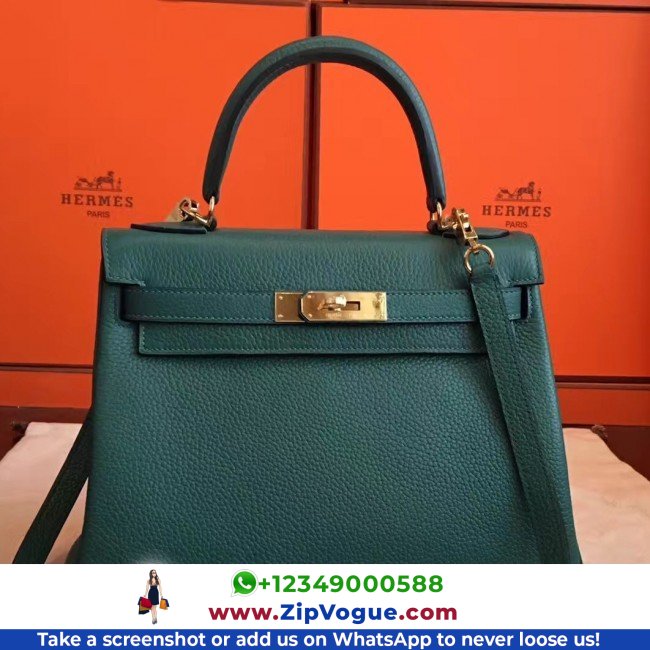 Hermes Malachite Clemence Kelly Retourne 28cm Lushentic AAAAA Grade Replica