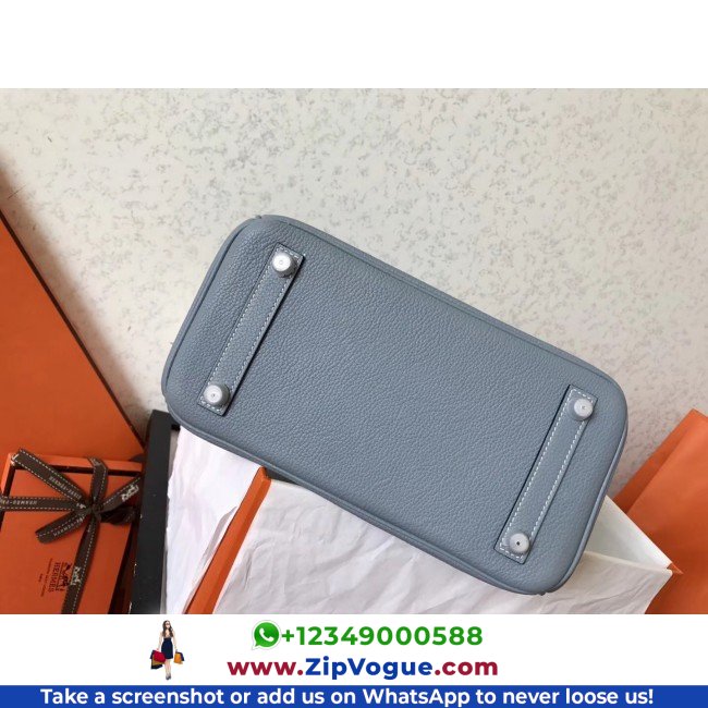 Hermes Blue Lin Clemence Birkin 25cm Lushentic Grade Replica - Image 3