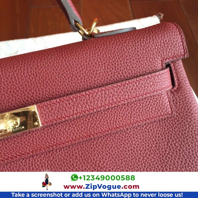 Hermes Bordeaux Clemence Kelly 35cm Lushentic AAAAA Grade Replica - Image 6