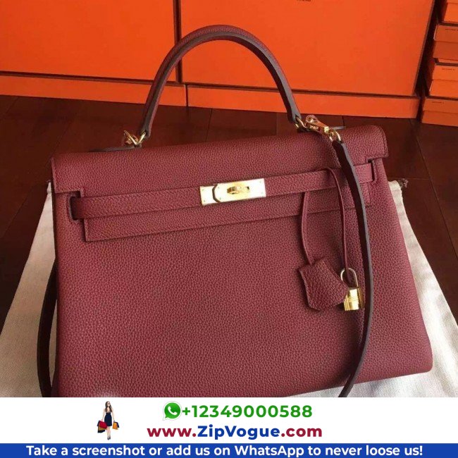 Hermes Bordeaux Clemence Kelly 35cm Lushentic AAAAA Grade Replica