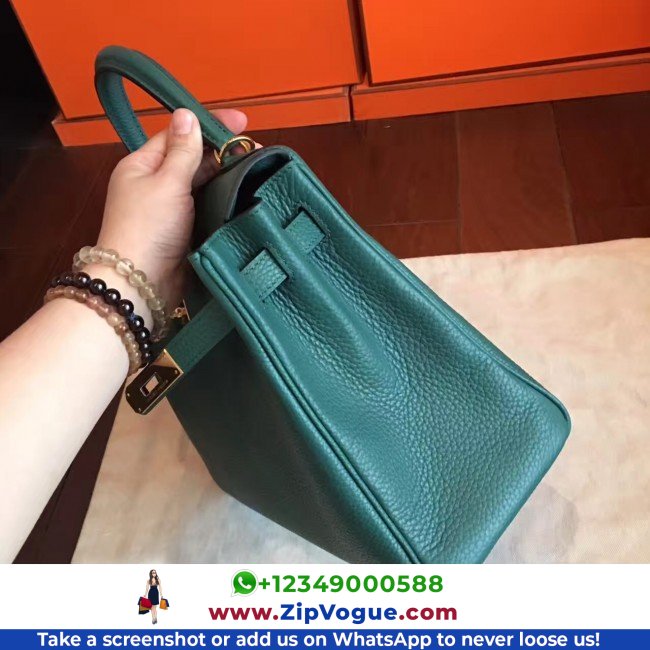 Hermes Malachite Clemence Kelly Retourne 32cm Lushentic AAAAA Grade Replica - Image 5