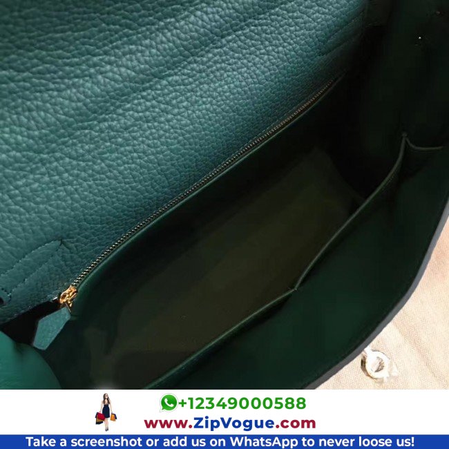 Hermes Malachite Clemence Kelly Retourne 32cm Lushentic AAAAA Grade Replica - Image 6