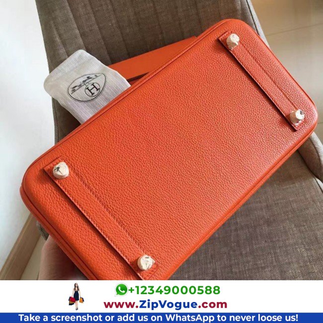 Hermes Orange Clemence Birkin 30cm Lushentic AAAAA Grade Replica - Image 2