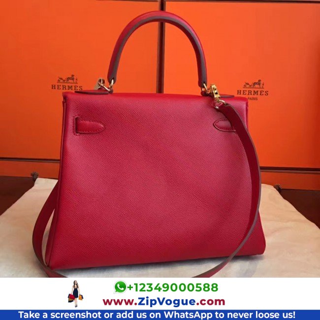 Hermes Red Epsom Kelly 32cm Sellier Lushentic AAAAA Grade Replica - Image 6