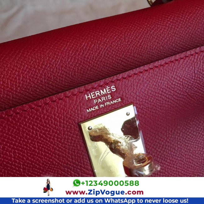 Hermes Red Epsom Kelly 32cm Sellier Lushentic AAAAA Grade Replica - Image 7