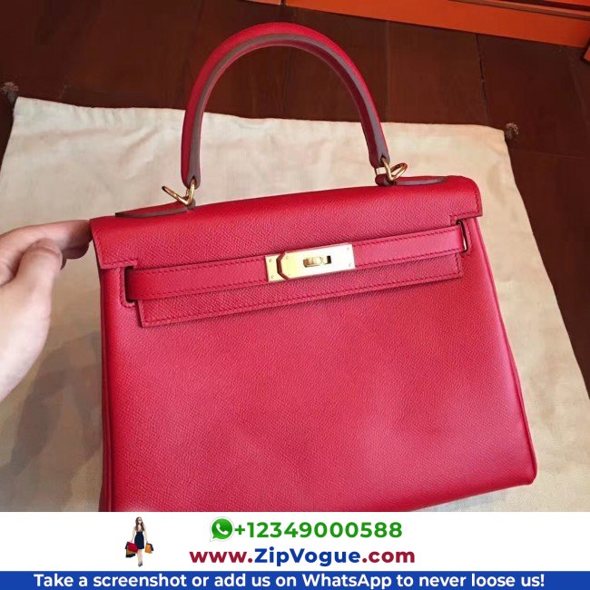 Hermes Red Epsom Kelly 32cm Sellier Lushentic AAAAA Grade Replica - Image 8