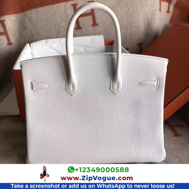 Hermes White Clemence Birkin 30cm Lushentic AAAAA Grade Replica - Image 7