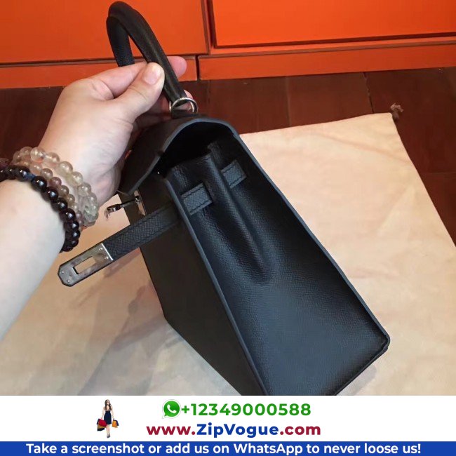 Hermes Black Epsom Kelly 25cm Sellier Lushentic AAAAA Grade Replica - Image 3