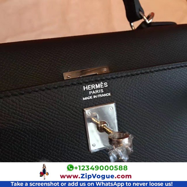 Hermes Black Epsom Kelly 25cm Sellier Lushentic AAAAA Grade Replica - Image 7