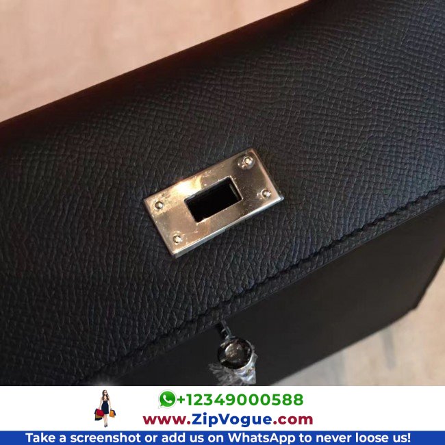 Hermes Black Epsom Kelly 25cm Sellier Lushentic AAAAA Grade Replica - Image 8