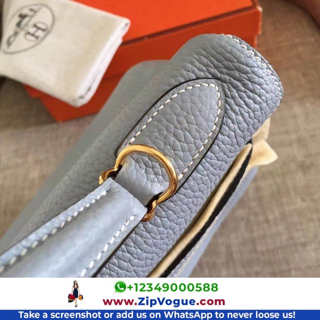 Hermes Blue Lin Clemence Kelly Retourne 32cm Lushentic AAAAA Grade Replica - Image 7
