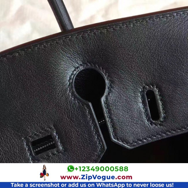 Hermes Black Swift Birkin 30cm Lushentic AAAAA Grade Replica - Image 8
