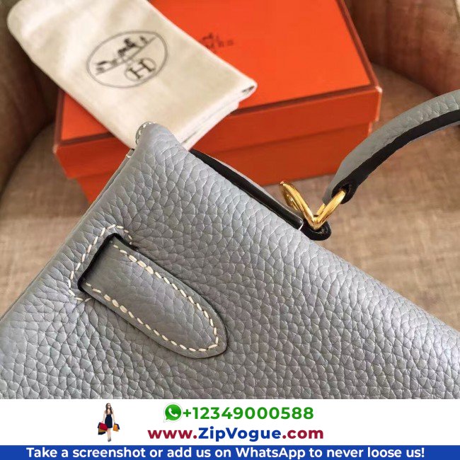 Hermes Blue Lin Clemence Kelly Retourne 28cm Lushentic AAAAA Grade Replica - Image 2
