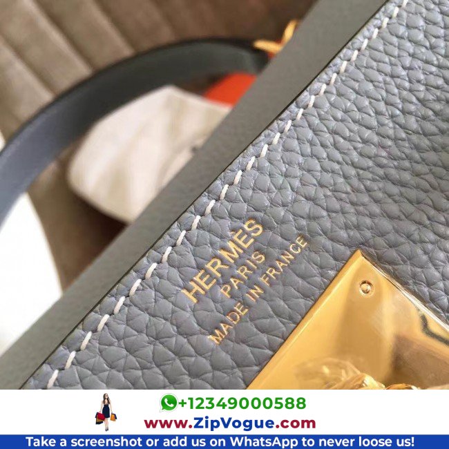 Hermes Blue Lin Clemence Kelly Retourne 28cm Lushentic AAAAA Grade Replica - Image 8