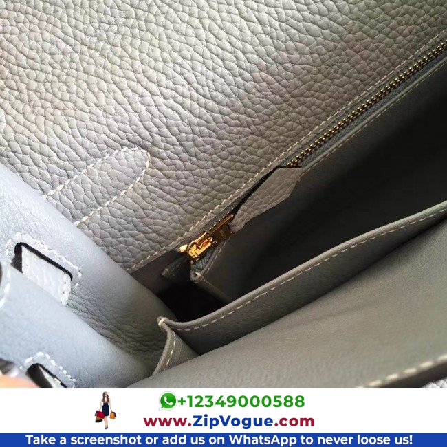 Hermes Blue Lin Clemence Kelly Retourne 28cm Lushentic AAAAA Grade Replica - Image 9