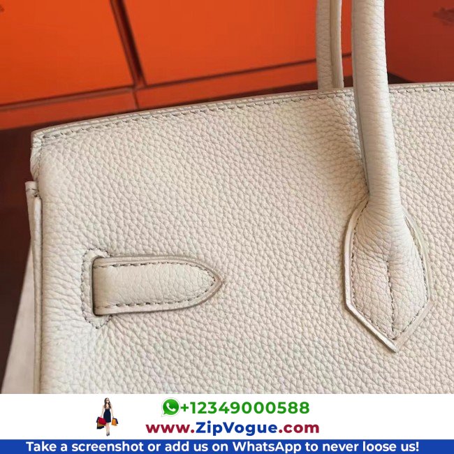 Hermes Pearl Grey Clemence Birkin 35cm Lushentic AAAAA Grade Replica - Image 3