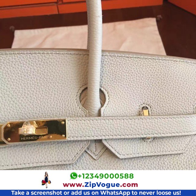 Hermes Pearl Grey Clemence Birkin 35cm Lushentic AAAAA Grade Replica - Image 5