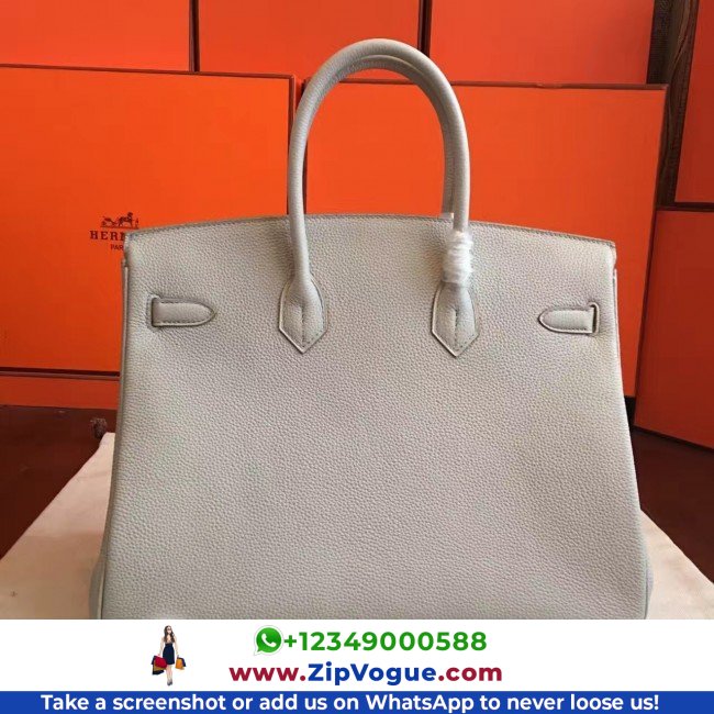 Hermes Pearl Grey Clemence Birkin 35cm Lushentic AAAAA Grade Replica - Image 6
