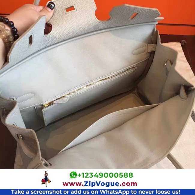 Hermes Pearl Grey Clemence Birkin 35cm Lushentic AAAAA Grade Replica - Image 7