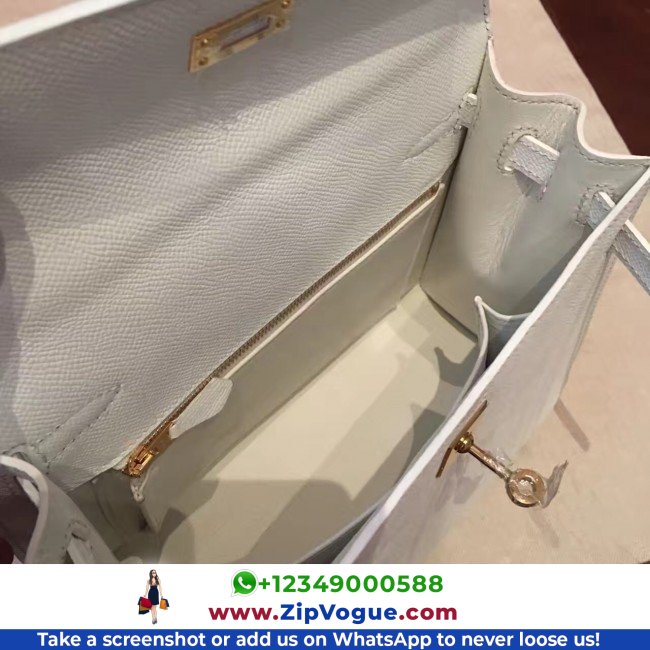 Hermes White Epsom Kelly 25cm Sellier Lushentic AAAAA Grade Replica - Image 3