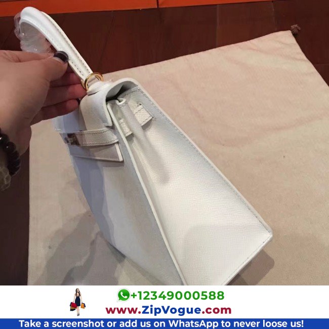 Hermes White Epsom Kelly 25cm Sellier Lushentic AAAAA Grade Replica - Image 4
